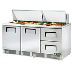 True Mfg. - General Foodservice True TFP-72-30M-D-2 72.13'' 2 Door 2 Drawer Counter Height Mega Top Refrigerated Sandwich / Salad Prep Table