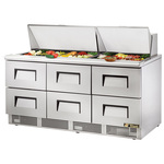 True Mfg. - General Foodservice True TFP-72-30M-D-6 72.13'' 6 Drawer Counter Height Mega Top Refrigerated Sandwich / Salad Prep Table