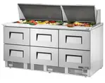 True Mfg. - General Foodservice True TFP-72-30M-D-6 72.13'' 6 Drawer Counter Height Mega Top Refrigerated Sandwich / Salad Prep Table