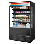 True Mfg. - General Foodservice True TOAM-48GS-HC~TSL01 48.00'' Black Vertical Air Curtain Open Display Merchandiser with 4 Shelves