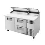 True Mfg. - General Foodservice True TPP-AT-67D-2-HC 67.38'' 1 Door 2 Drawer Counter Height Refrigerated Pizza Prep Table
