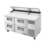 True Mfg. - General Foodservice True TPP-AT-67D-4-HC 67.38'' 4 Drawer Counter Height Refrigerated Pizza Prep Table