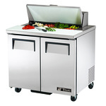 True Mfg. - General Foodservice True TSSU-36-08-HC 36.38'' 2 Door Counter Height Refrigerated Sandwich / Salad Prep Table with Standard Top