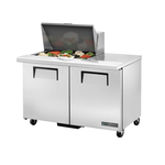 True Mfg. - General Foodservice True TSSU-48-12M-B-HC 48.38'' 2 Door Counter Height Mega Top Refrigerated Sandwich / Salad Prep Table