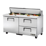 True Mfg. - General Foodservice True TSSU-60-16D-2-HC 60.38'' 1 Door 2 Drawer Counter Height Refrigerated Sandwich / Salad Prep Table with Standard Top