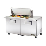 True Mfg. - General Foodservice True TSSU-60-18M-B-HC 60.38'' 2 Door Counter Height Mega Top Refrigerated Sandwich / Salad Prep Table