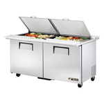 True Mfg. - General Foodservice True TSSU-60-24M-B-DS-ST-HC 60.38'' 2 Door Counter Height Mega Top Refrigerated Sandwich / Salad Prep Table