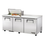 True Mfg. - General Foodservice True TSSU-72-08-HC 72.38'' 3 Door Counter Height Refrigerated Sandwich / Salad Prep Table with Standard Top