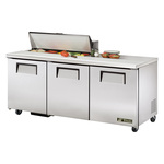 True Mfg. - General Foodservice True TSSU-72-10-HC 72.38'' 3 Door Counter Height Refrigerated Sandwich / Salad Prep Table with Standard Top