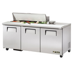 True Mfg. - General Foodservice True TSSU-72-12-HC 72.38'' 3 Door Counter Height Refrigerated Sandwich / Salad Prep Table with Standard Top