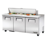 True Mfg. - General Foodservice True TSSU-72-16-HC 72.38'' 3 Door Counter Height Refrigerated Sandwich / Salad Prep Table with Standard Top