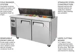 Turbo Air JST-60-N 59'' 2 Door Counter Height Refrigerated Sandwich / Salad Prep Table with Standard Top