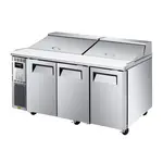 Turbo Air JST-72-N 70.88'' 3 Door Counter Height Refrigerated Sandwich / Salad Prep Table with Standard Top