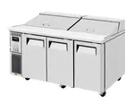 Turbo Air JST-72-N 70.88'' 3 Door Counter Height Refrigerated Sandwich / Salad Prep Table with Standard Top