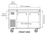 Turbo Air JUF-48-N 47.25'' 2 Section Undercounter Freezer with 2 Left/Right Hinged Solid Doors and Front Breathing Compressor