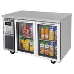 Turbo Air JUR-48-G-N 47.25'' 2 Section Undercounter Refrigerator with 2 Left/Right Hinged Glass Doors and Side / Rear Breathing Compressor