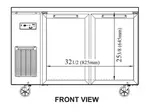 Turbo Air JUR-48-G-N 47.25'' 2 Section Undercounter Refrigerator with 2 Left/Right Hinged Glass Doors and Side / Rear Breathing Compressor