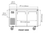 Turbo Air JUR-48S-N6 47.25'' 2 Section Undercounter Refrigerator with 2 Left/Right Hinged Solid Doors and Front Breathing Compressor