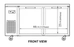 Turbo Air JUR-60-G-N 59'' 2 Section Undercounter Refrigerator with 2 Left/Right Hinged Glass Doors and Side / Rear Breathing Compressor