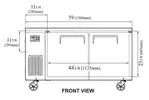 Turbo Air JUR-60-N6 59'' 2 Section Undercounter Refrigerator with 2 Left/Right Hinged Solid Doors and Front Breathing Compressor