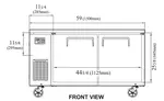 Turbo Air JUR-60S-N6 59'' 2 Section Undercounter Refrigerator with 2 Left/Right Hinged Solid Doors and Front Breathing Compressor