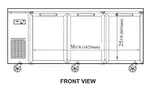 Turbo Air JUR-72-G-N 70.88'' 3 Section Undercounter Refrigerator with 3 Left/Right Hinged Glass Doors and Side / Rear Breathing Compressor