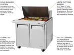 Turbo Air MST-36-15-N6 36.38'' 2 Door Counter Height Mega Top Refrigerated Sandwich / Salad Prep Table