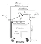 Turbo Air MST-36-15-N6 36.38'' 2 Door Counter Height Mega Top Refrigerated Sandwich / Salad Prep Table