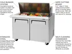 Turbo Air MST-48-18-N 48.25'' 2 Door Counter Height Mega Top Refrigerated Sandwich / Salad Prep Table