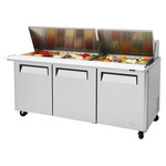 Turbo Air MST-72-30-N 72.62'' 3 Door Counter Height Mega Top Refrigerated Sandwich / Salad Prep Table