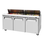 Turbo Air MST-72-N 72.62'' 2 Door Counter Height Refrigerated Sandwich / Salad Prep Table with Standard Top