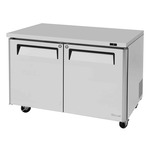 Turbo Air MUF-48-N 48.25'' 2 Section Undercounter Freezer with 2 Left/Right Hinged Solid Doors and Side / Rear Breathing Compressor