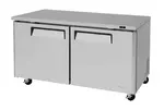 Turbo Air MUF-60-N 60.25'' 2 Section Undercounter Freezer with 2 Left/Right Hinged Solid Doors and Side / Rear Breathing Compressor