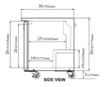 Turbo Air MUR-28-N 27.5'' 1 Section Undercounter Refrigerator with 1 Right Hinged Solid Door and Side / Rear Breathing Compressor