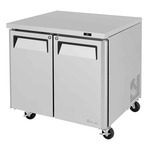 Turbo Air MUR-36-N6 36.25'' 2 Section Undercounter Refrigerator with 2 Left/Right Hinged Solid Doors and Side / Rear Breathing Compressor