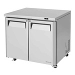Turbo Air MUR-36L-N6 36.25'' 2 Section Undercounter Refrigerator with 2 Left/Right Hinged Solid Doors and Side / Rear Breathing Compressor