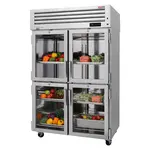 Turbo Air PRO-50-4R-G-N 51.75'' 48.7 cu. ft. Top Mounted 2 Section Glass Half Door Reach-In Refrigerator