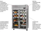 Turbo Air PRO-50R-G-N 51.75'' 48.7 cu. ft. Top Mounted 2 Section Glass Door Reach-In Refrigerator