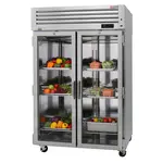 Turbo Air PRO-50R-G-N 51.75'' 48.7 cu. ft. Top Mounted 2 Section Glass Door Reach-In Refrigerator