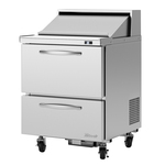 Turbo Air PST-28-D2-N 27.5'' 2 Drawer Counter Height Refrigerated Sandwich / Salad Prep Table with Standard Top