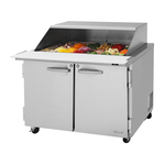Turbo Air PST-48-18-N-SL 48.25'' 2 Door Counter Height Mega Top Refrigerated Sandwich / Salad Prep Table