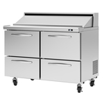 Turbo Air PST-48-D4-N 48.25'' 4 Drawer Counter Height Refrigerated Sandwich / Salad Prep Table with Standard Top