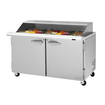 Turbo Air PST-60-24-N-SL 60.25'' 2 Door Counter Height Mega Top Refrigerated Sandwich / Salad Prep Table