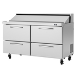 Turbo Air PST-60-D4-N 60.25'' 4 Drawer Counter Height Refrigerated Sandwich / Salad Prep Table with Standard Top