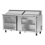 Turbo Air PST-72-G-N 72.63'' 2 Door Counter Height Refrigerated Sandwich / Salad Prep Table with Standard Top