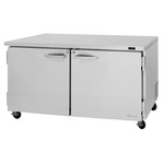 Turbo Air PUF-60-N 60.25'' 2 Section Undercounter Freezer with 2 Left/Right Hinged Solid Doors and Side / Rear Breathing Compressor