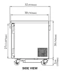 Turbo Air PUR-28-N 27.5'' 1 Section Undercounter Refrigerator with 1 Right Hinged Solid Door and Side / Rear Breathing Compressor