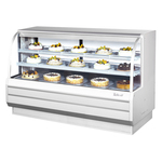 Turbo Air TCGB-72-W(B)-N 72.5'' 23.2 cu. ft. Curved Glass White Refrigerated Bakery Display Case with 2 Shelves