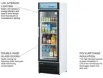 Turbo Air TGM-14RV-N6 23.62'' Black 1 Section Swing Refrigerated Glass Door Merchandiser