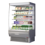 Turbo Air TOM-48DXS-N 48'' Stainless Steel Vertical Air Curtain Open Display Merchandiser with 4 Shelves